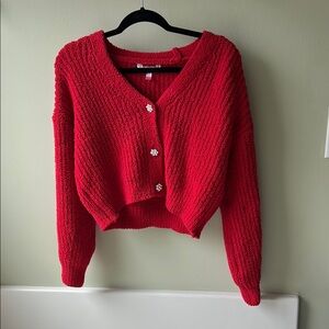 No Boundaries Cherry Red Cardigan Sweater
